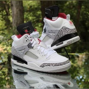 Nike Jordan Spiz'ike White Cement / Varsity Red Limited Edition Sneakers Shoes